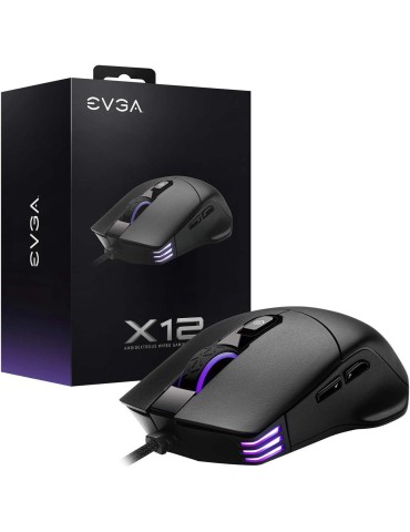 Mouse Gamer EVGA X12, Cableado, Ambidiestro, Dual Sensor, 16000 DPI, Color